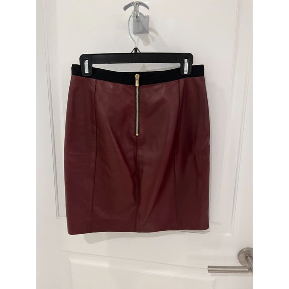 Sandro Burgundy Leather Pencil Skirt small to medium - Picture 4 of 10